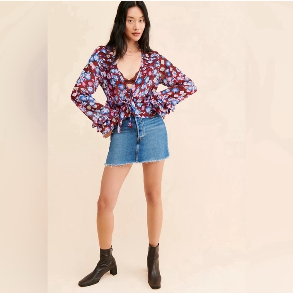 Free People - Maybel Floral Blouse-Size Medium - Picture 3 of 9